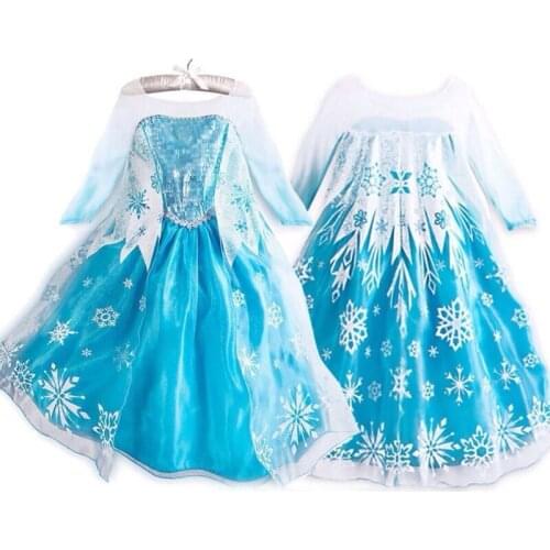 Frozen Queen Elsa Dresses Snow Queen Elsa Dress Princess Anna Dress for Girls Cosplay Costume Elza Clothes Children Clothing