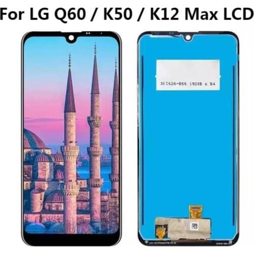 6.26 For LG K50 Q60 K12 MAX LCD Display Touch Screen with frame Digitizer Assembly For LG LMX520BMW LMX520EMW For LG Q60 LCD