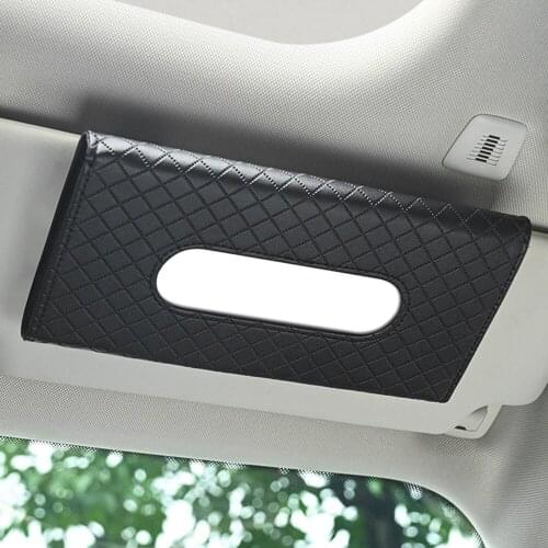 1PC Car Tissue Box Towel Organizer PU Leather Visor Type Tissue Holder Auto Interior Storage Decoration For Car