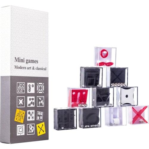 10Pcs Balance Maze Game Puzzle Boxe with Steel Ball Brain Teaser Educational Gift Decompression Toy for Kids Adults- Color Radom