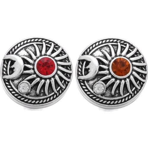 10pcs/lot Snap Jewelry Rhinestone Snap Buttons Sun Moon Star Fit 18mm Snap Bracelet&Bangles Women DIY Jewelry
