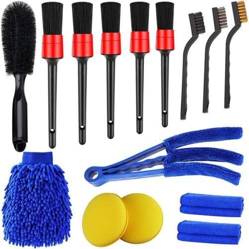 15pcs Car Cleaning Brush Set Car Wheel Brush Cleaning Kit Car Detail Brush Set Car Brush Car Accessories Car Cleaning Tools