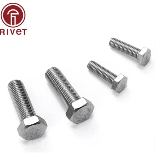 316 DIN933 (A4-70) M12 M14 M16 M18 Stainless Steel Hex Bolt Full Thread Six Angle Bolt Screw Outer Hexagon Hex Head Cap Screws