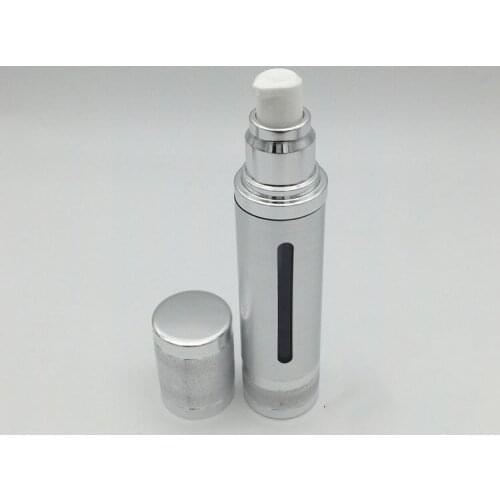 80ML Silver Vacuum Bottles with Window Emulsion Cosmetic Container Pump Lotion bottles,Empty Skin Care Airless bottle