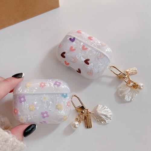For AirPods 2 Case Cute Flower Dream Shell air Pods Pro Cover Soft IMD Protection Earphones Cover for Airpods 1 2 3 Case Coque