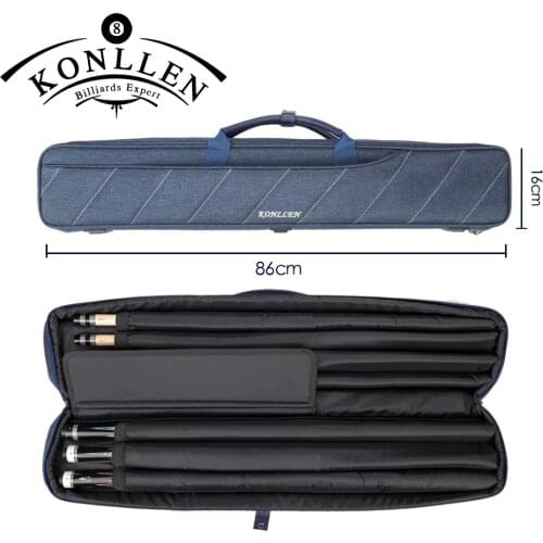 KONLLEN 7 Holes Billiard Cue Case 3 Butts 4 Shafts Blue Black High Capacity Accessories Carry Sturdy Wear-resistant Case