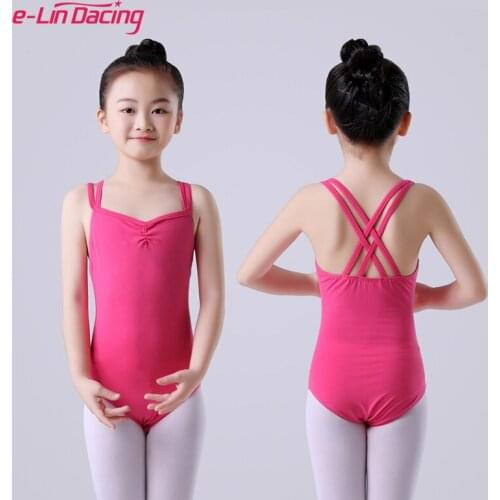Children Double Strap Camisole Ballet Leotards Sleeveless Gymnastics Bodysuit Sling Dance Practice Costume Girls Dancing Wear