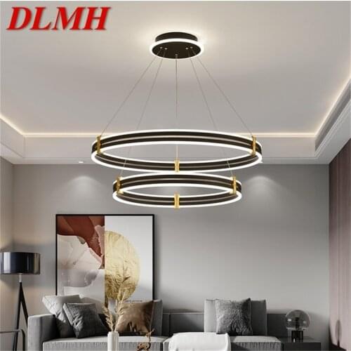 DLMH Nordic Pendant Lights Modern Black Luxury Round LED Lamp Fixture For Home Decoration