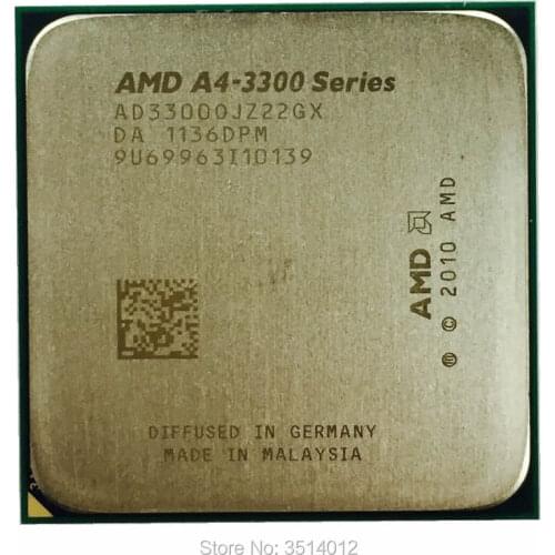 AMD A4-Series A4-3300 A4 3300 2.5 GHz Dual-Core CPU Processor AD3300OJZ22HX / AD3300OJZ22GX Socket FM1
