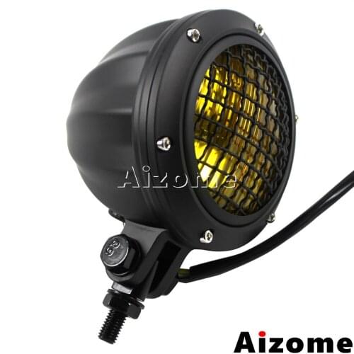 Old School Motorcycle 4-1/2" Headlight Headlamp Faceted Mesh Headlights For Harley Honda Yamaha Cafe Racer Scrambler Bobber
