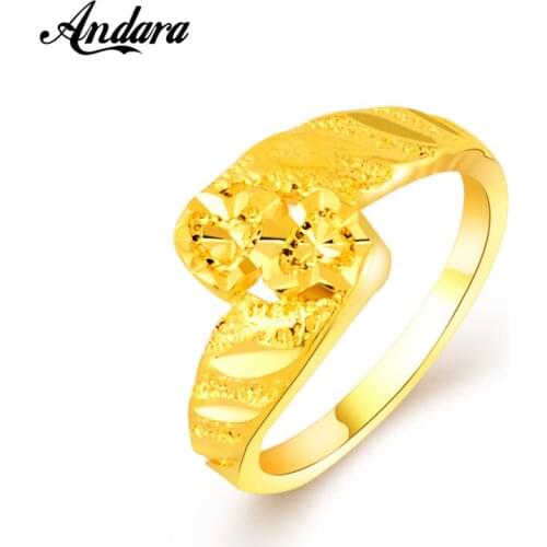 Fine Jewelry Rings Beautiful Elegant Love Heart Luxury Gold Color Ring For Women Wedding Party JR048