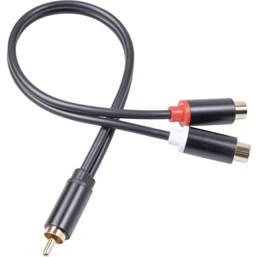 Aluminum Alloy Shell Cable With Shielded RCA Male To Double RCA Female Audio Adapter Cable Anti-oxidation