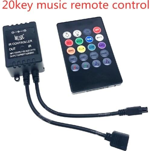 Quality 20 Key Music IR Controller Black Sound Sensor Remote For RGB LED Strip