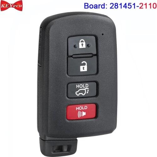KEYECU for Toyota Highlander Kluger Smart Keyless Remote Key Fob 281451-2110 HYQ14FBA 89904-0E121 89904-0E120