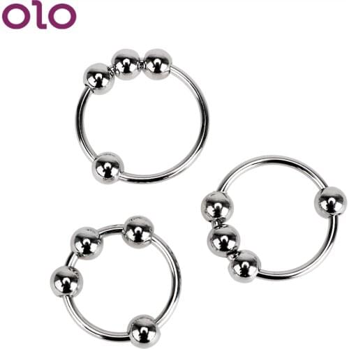OLO Penis Ring Cock Ring Penis Extender Delay Ejaculation Male Chastity Device Stainless Steel Adult Products Sex Toys for Men