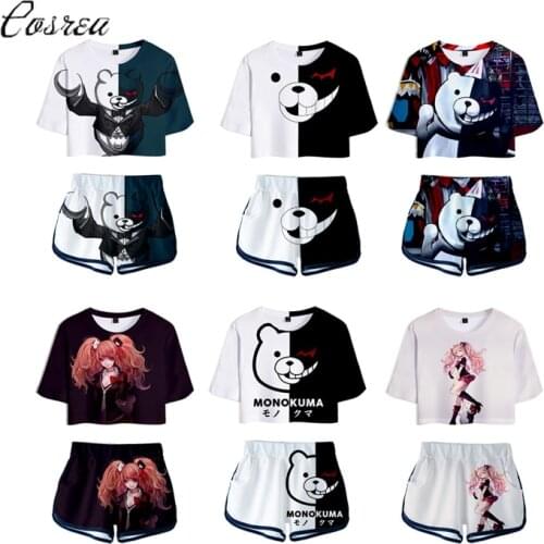 Grils Danganronpa Monokuma Cosplay Shirt T-shirt Shorts Suit Junko Enoshima Ouma Kokichi Short Tees T shirt Women Sportswear
