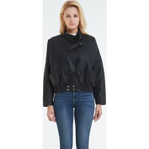 Short Womens Spring Jacket Coat women Korean PU Leather Jackets Loose Harajuku Chaqueta Cuero Mujer KJ2001