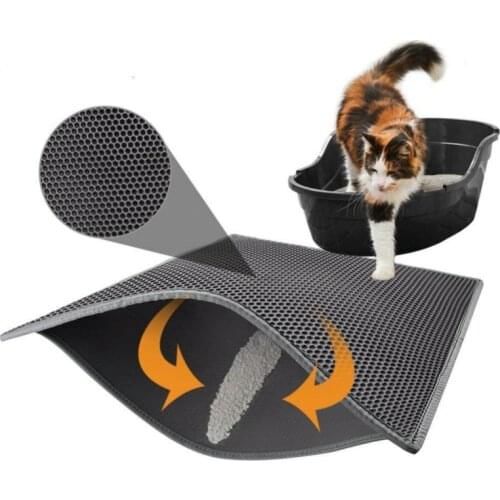 Pet Cat Litter Mat Double Layer Waterproof EVA Cat Litter Trapping Pet Litter Box Mat Clean Pad Products For Cats Accessories