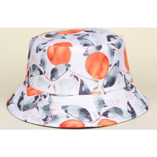 Cartoon Fruit Series Fisherman Hat Double - Faced Basin Cap Outdoor Leisure Sunscreen Persimmon Shopping Play Cap Small Fresh