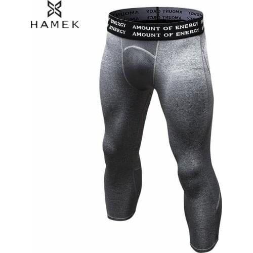 Mens New 3/4 Leggings Compression Sports Tights Sweatpants For Men Fitness Jogging Cropped Trousers Running Pants Quick