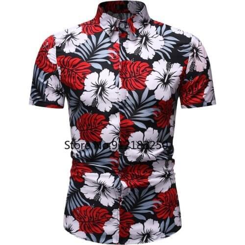 Mens Beach Shirts Camisa Social Masculina 2021 Fashion Brand Floral Shirt Men Slim Fit Short Sleeve Hawaiian Shirt Male Chemise