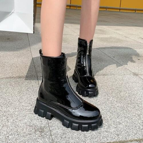 2020 New Women Winter Boots Women Ankle Boots high heel Waterproof Non-Slip Zipper Martin Boots Ladies Fashion Shoes Black Botas