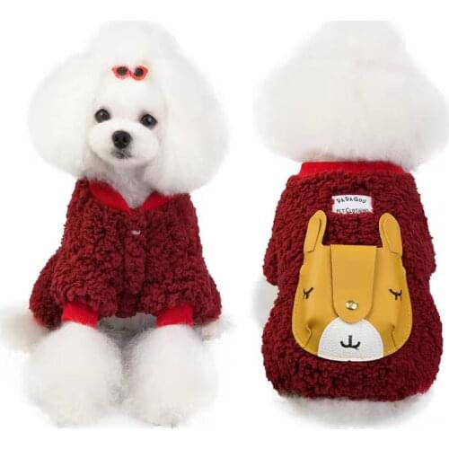Pet Cotton Padded Dog clothes Autumn Winter Warm Thickened Fleece Double Face Cotton Padded Clothes Four-Legged dog sweatshirt