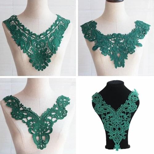 1PCS Green Flower Necklace Lace Collar Embroidery Lace Trimming For Sewing Fabric Trim DIY Lace Fabric Neckline Applique Sewing