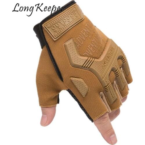LongKeeper Tactical Gloves Men Army Military Combat Gloves Fingerless Shooting Hunting Hiking Protection Half Finger Gloves
