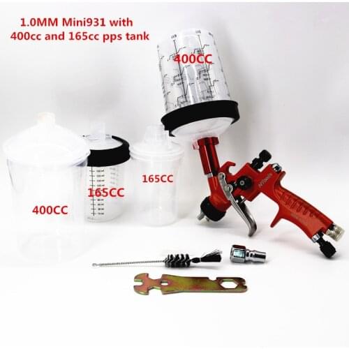 Spray gun with adapter and pps tank car spray gun HVLP Spray Gun Paint Spray gun 0.8/1.0/1.2mm nozzle szie car paint airbrush
