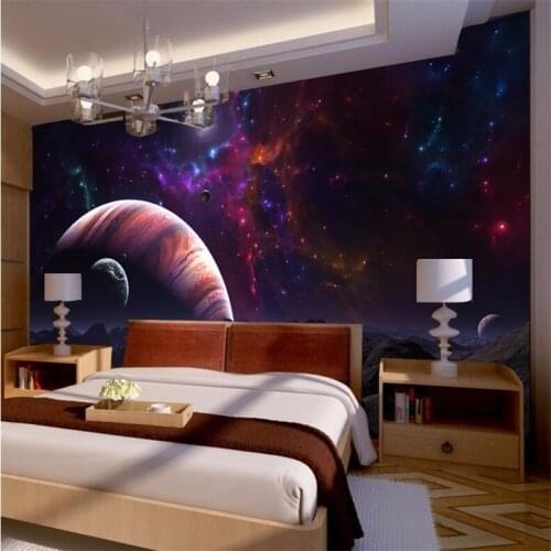 Beibehang Custom 3D photo wallpaper top bedroom bedside fantasy universe star planet wallpaper for walls 3 d papel de parede