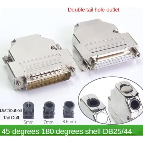 Industrial-grade solid PIN DB25 male female connector 25-pin plug 45 degrees 180 degrees Double outlet the metal hood