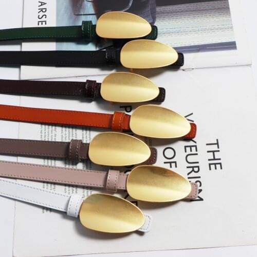 Simple Design Women Cow Leather for Women Irregular Metal Buckle Pin Waistband Elegant Ladies Cowhide Long Cow Knot Belts Dress