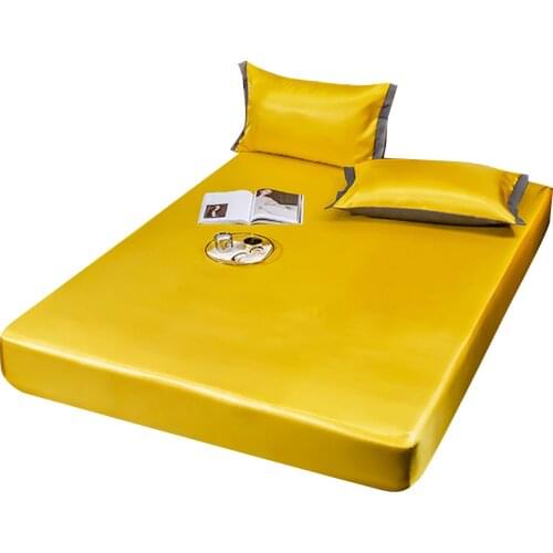 Ice Bed Sheet with Pillowcase Full Cover Design Non-slip Fade Resistant Washable Ultra Soft AUG889