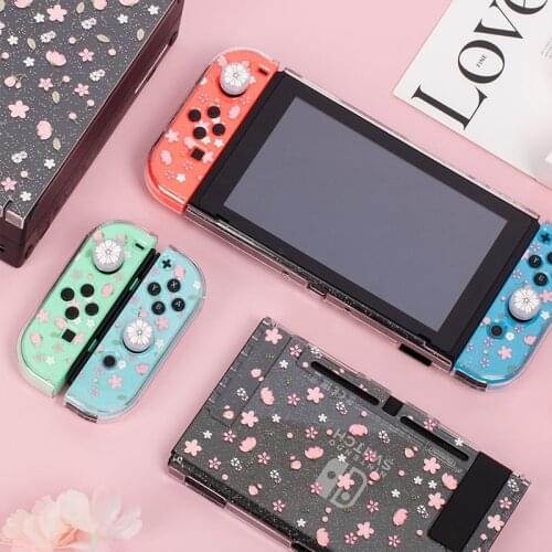 Sakura Switch Dock Cover Case Transparency Protective Case for Nintendo Switch Shell Split PC Hard Cover Housing NS Game Console