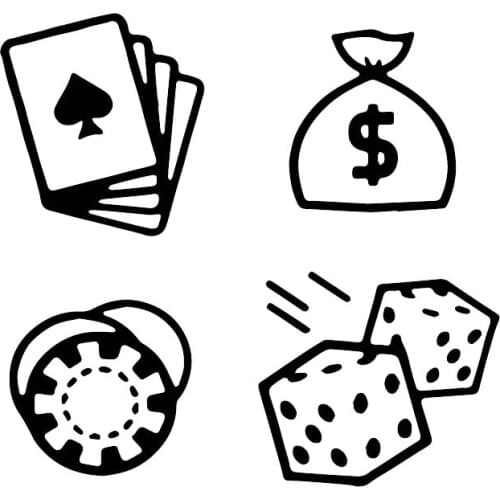 Entertainment Poker Money Decals High Quality Car Window Decoration Personality Pvc Waterproof Decals Black/white, 18cm*17cm