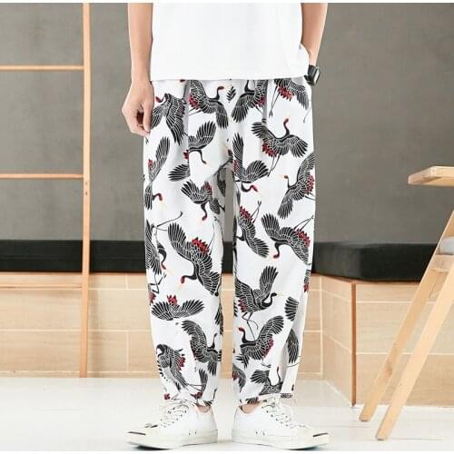 Chinese Style Harem Pants Streetwear Autumn Vintage Casual Sweatpants Hippie Pants Men Japanese Trousers Kimono Pants 10897