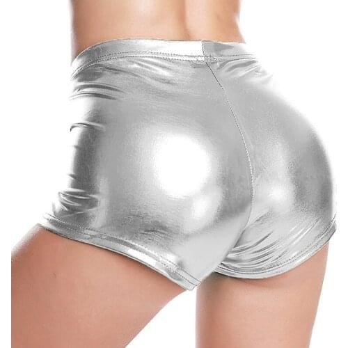 Gold Hands Red Sexy Fitness Jack Metal Wild Beauty Shorts Summer Fashion Women Low-rise Lycra Metallic Glossy Silver Shorts