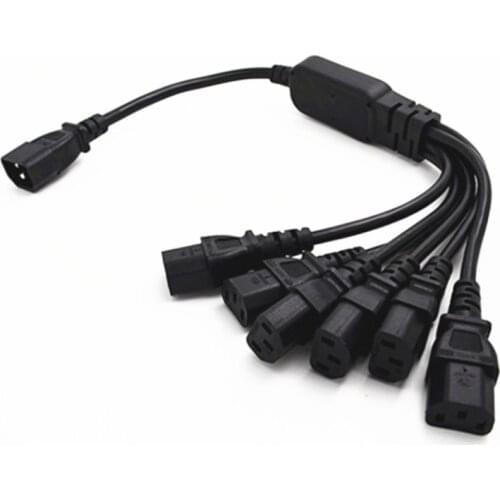 IEC 60320 C14 Plug to 6 Ways C13 Output Y Type Splitter Power Cord,C14 to C13 6ways output,60cm Lenght
