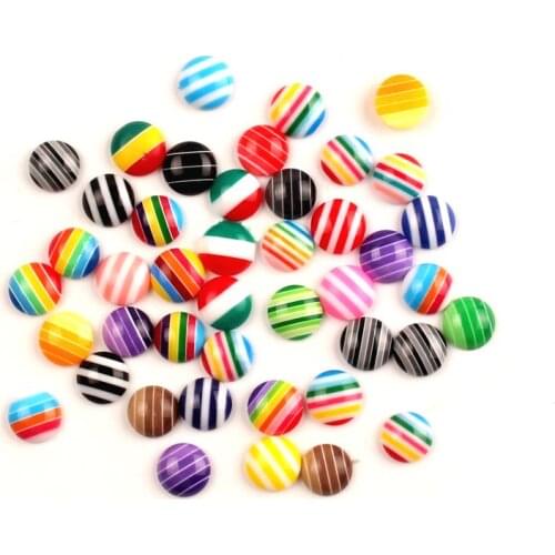 200Pcs Mixed Resin Round Stripe Decoration Crafts Flatback Cabochon Kawaii DIY Embellishments For Scrapbooking Accessories