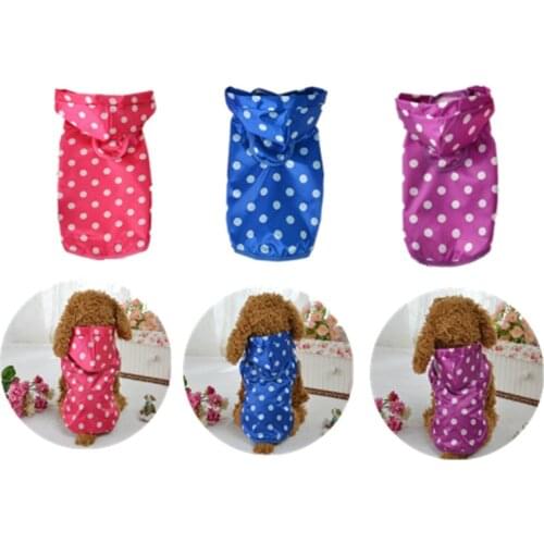 Dog Raincoat Jacket Puppy Rain Coat Jumpsuit with Hood Waterproof Pet Clothes Soft Breathable Dot Rainwear for Small Medium Dogs