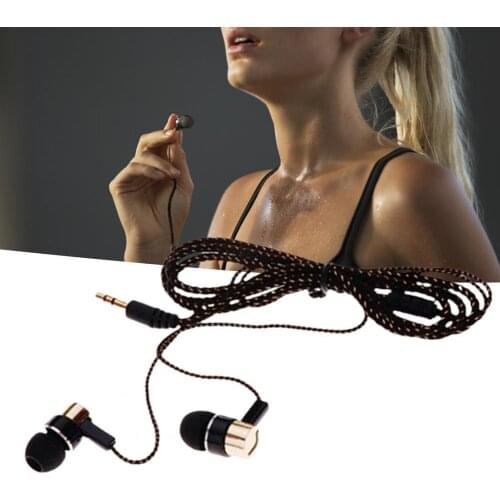 Headset Stereo Noise Reduction TPE 3.5mm In-ear Wired Stereo Braid Earphone for Dormitory