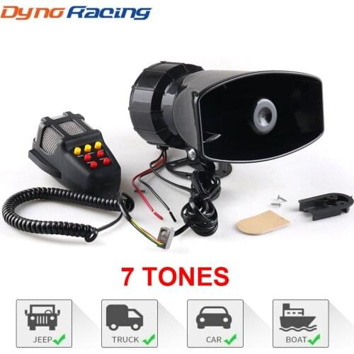 Universal 12V 100W Car Warning Alarm 7 Tones Police Fire Loud Speaker MIC System BX101644