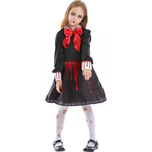 Halloween party parent child horror curse doll dress childrens print dress blood dress
