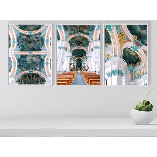 Quadro Magnificent Door Wall Art Building Church Canvas Painting Vintage Posters And Prints Style Wall Pictures For Living Room
