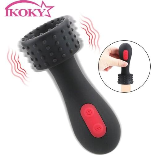 IKOKY 9 Speed Penis Vibrator Glans Stimulator Glans Massager Male Masturbators Vaginal Cup Delay Lasting Trainer Sex Toy for Men