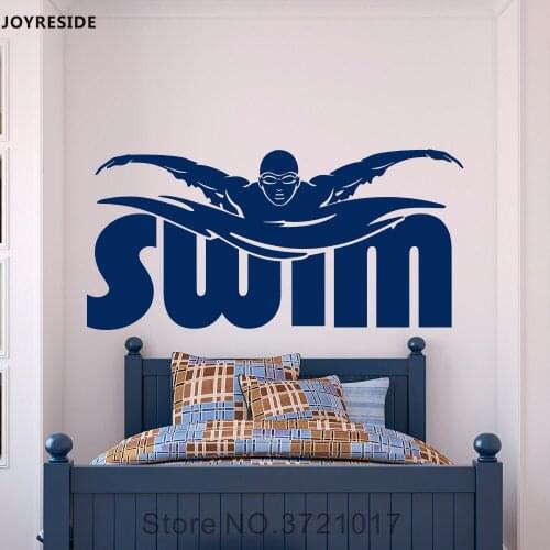 JOYRESIDE Sports Swimming Pool Swimmer Wall Decal Vinyl Sticker For Kids Boy Bedroom Playroom Art Mural Decoration Post XY045