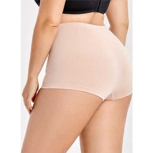 Womens Everyday Seamless Boyshort Tummy Control Shaping Panties Plus Size