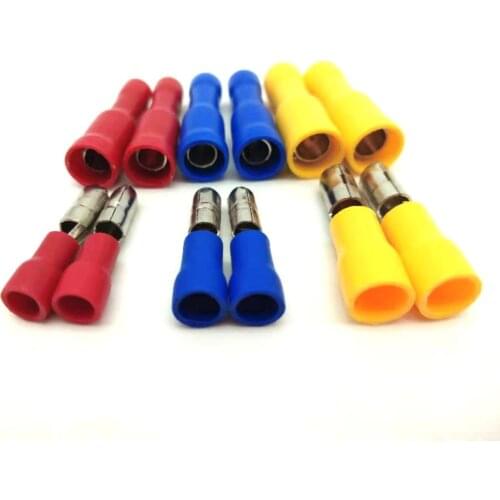 Female and Male Insulated Electric Connector Crimp Bullet terminal for 22~16 AWG Audio Wiring