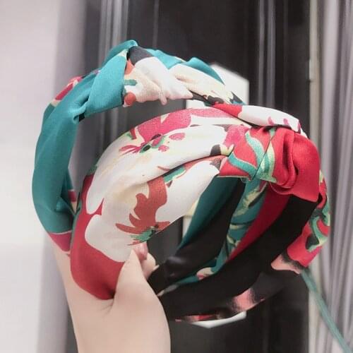 Print Headband for Women Hairbands Accessories Geranium Printing Hairband Knot Adults Washing Face Flowers Hair Bands 5 Colors